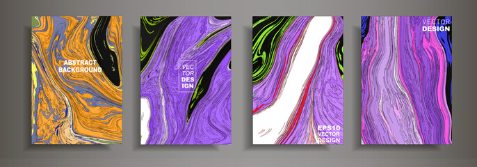 Modern design A4.Abstract marble texture of colored bright liquid paints. Splash trends paints. Used design presentations, print, flyer, business cards, invitations, calendars, sites, packaging, cover