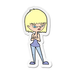 sticker of a cartoon angry woman