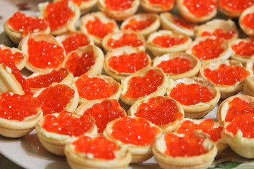 Sandwiches with red caviar