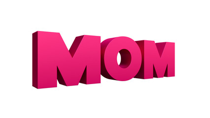 3d mom word isolated on white background
