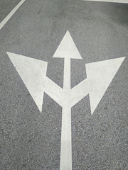 Choose your route concept. Forward signs on the road