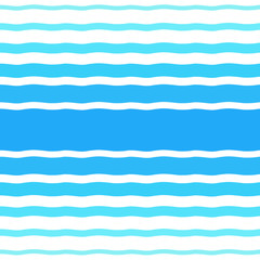 Seamless vector pattern with waves of different width. Water, sea, ocean, river, swimming pool summer background. Gradient blue wavy stripes, streaks, bars texture. Striped abstract template.