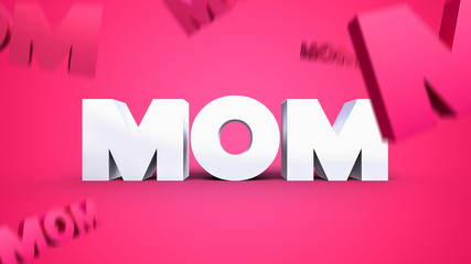 3d mom word on pink background