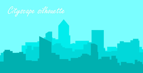 Cityscape. Silhouette of the city and buildings. Vector illustration.