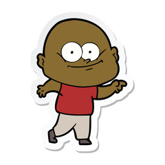 sticker of a cartoon bald man staring