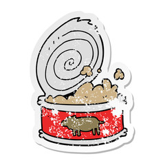 distressed sticker of a cartoon canned food