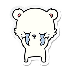 sticker of a crying cartoon polarbear