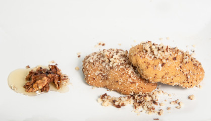 Traditional greek honey cookies with nuts called melomakarouna.