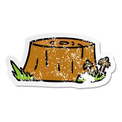 distressed sticker cartoon doodle of a tree log