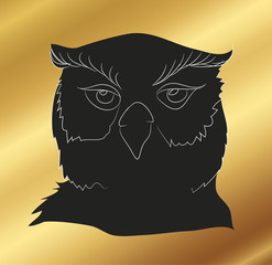 owl stands drawing silhouette, vector