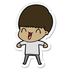 sticker of a happy cartoon boy