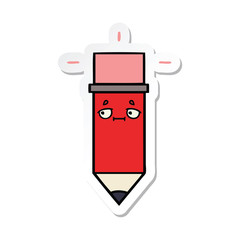 sticker of a cute cartoon pencil