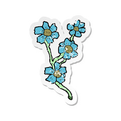 retro distressed sticker of a cartoon flowers