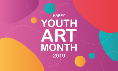 Youth Art Month. Celebrated in March in United States. Month promotion of art and art education. Many american schools take part of this event. Creative colorful concept. Poster or background