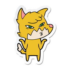 sticker of a clever cartoon fox