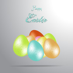 Easter 3D eggs and decorative text background