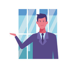 businessman with hand open cartoon