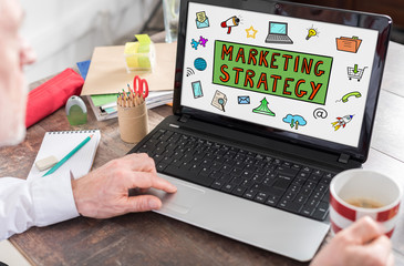 Marketing strategy concept on a laptop screen