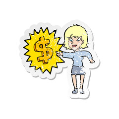 retro distressed sticker of a making money cartoon