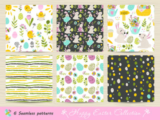 Set of seamless Easter patterns