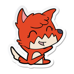 sticker of a happy cartoon fox