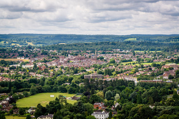 Fototapeta na wymiar View of Dorking, the market town in Surrey, situated in the valley of the Pipp Brook between the North Downs and the Greensand Ridge, England, UK