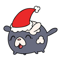 christmas cartoon of kawaii dog