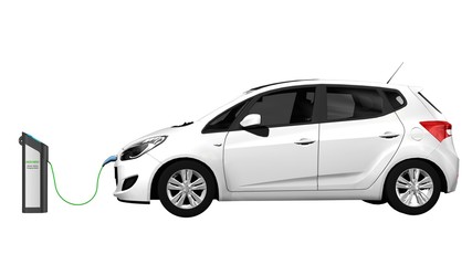 Obraz premium Electric car vehicle Charging Station - Electric car power supply for electric car charging. Electric car charging station - 3d render