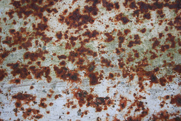 Rusted metal texture with peeling paint. Old metal wallpaper