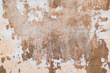 Surface peeling paint peeling off on grungy old wall background