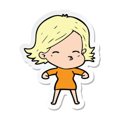 sticker of a cartoon woman