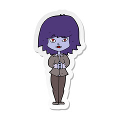 sticker of a cartoon vampire woman