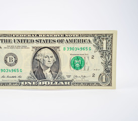 US $1 dollar bill on white background