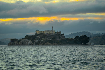 Fototapeta na wymiar Alcatraz Island at sunset, San francisco