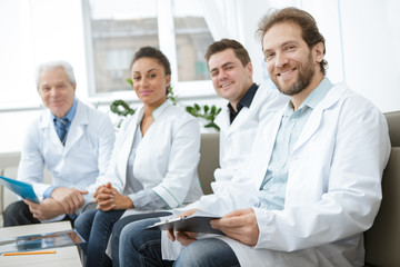 Medical team having a break at the hospital
