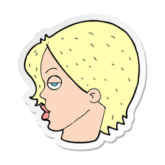 sticker of a cartoon woman raising eyebrow