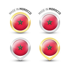 Made in Morocco - Round labels with flags