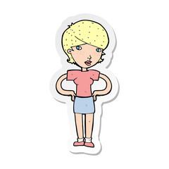 sticker of a cartoon woman with hands on hips