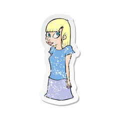 retro distressed sticker of a cartoon girl