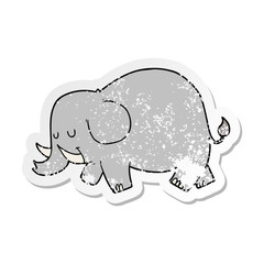 distressed sticker of a cartoon elephant