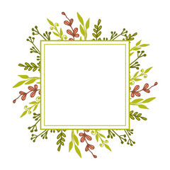 Vector illustration shape frame floral elegant hand drawn