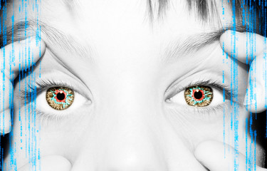 A beautiful insightful look boy's eyes. Close up shot