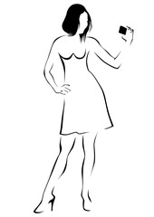 Women with camera on white background