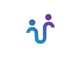 Logotype geometric icon two people business company