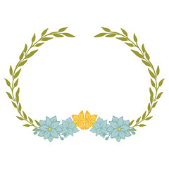 Vector illustration frame floral grey and yellow hand drawn