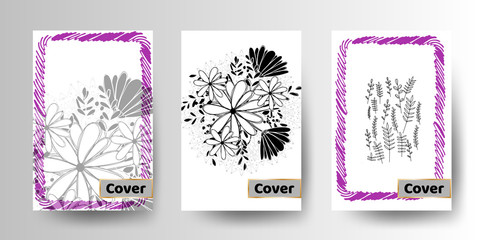 Flowers background. Brochure creative with foliage design. Modern brochure cover design.