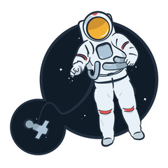 Astronaut floats in open space vector. - 252252738