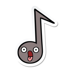 sticker of a cute cartoon musical note