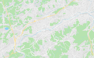 Wuppertal, Germany downtown street map