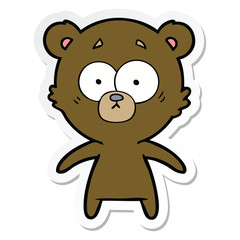 sticker of a worried bear cartoon